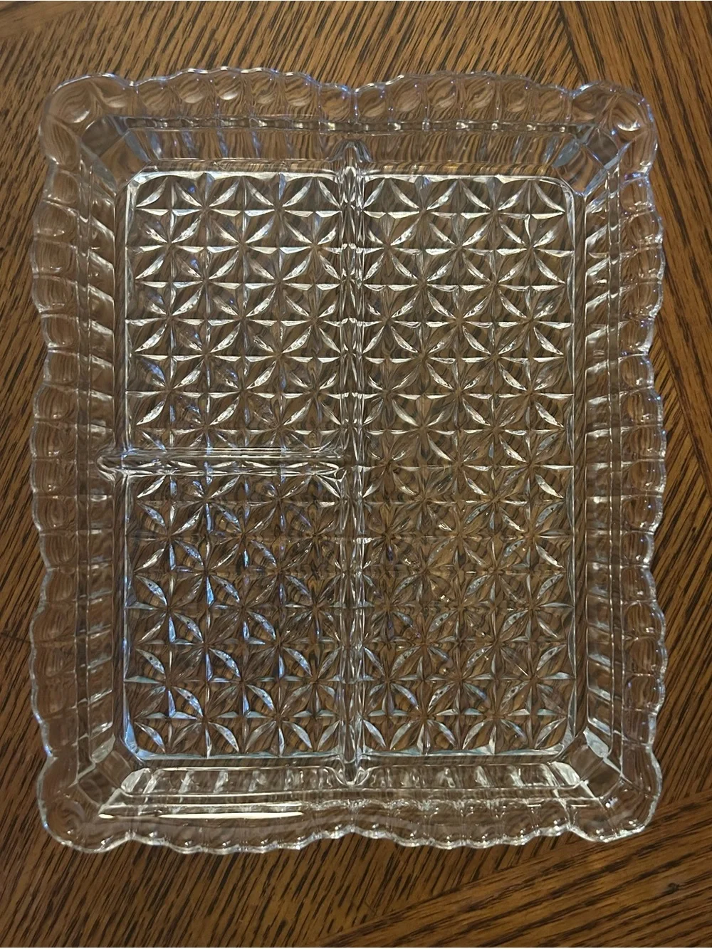 Vintage:  Clear Pressed Glass 3 Section Tray